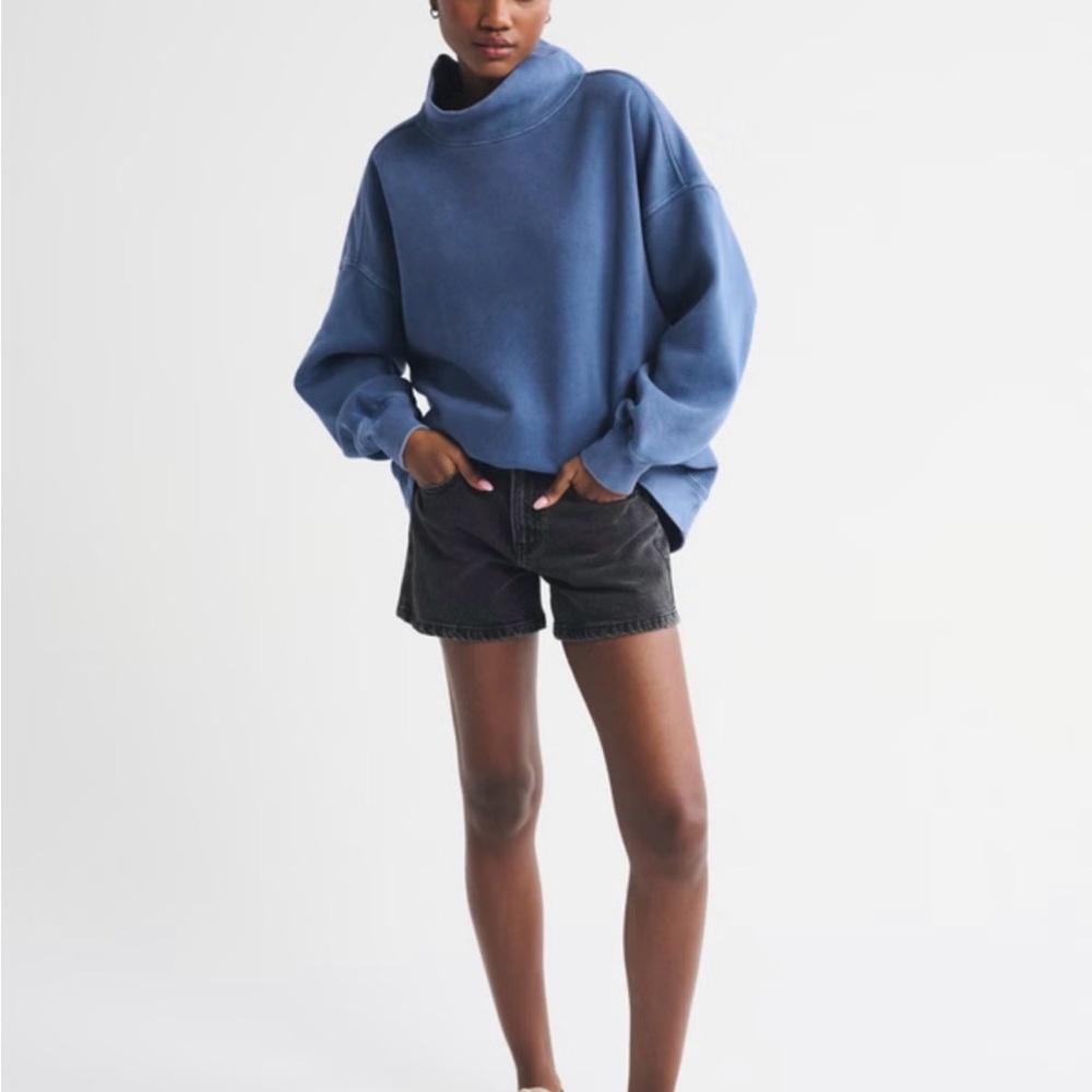 Abercrombie & Fitch Sunday Funnel Neck Turtleneck Sweater Sweatshirt S Sky Blue